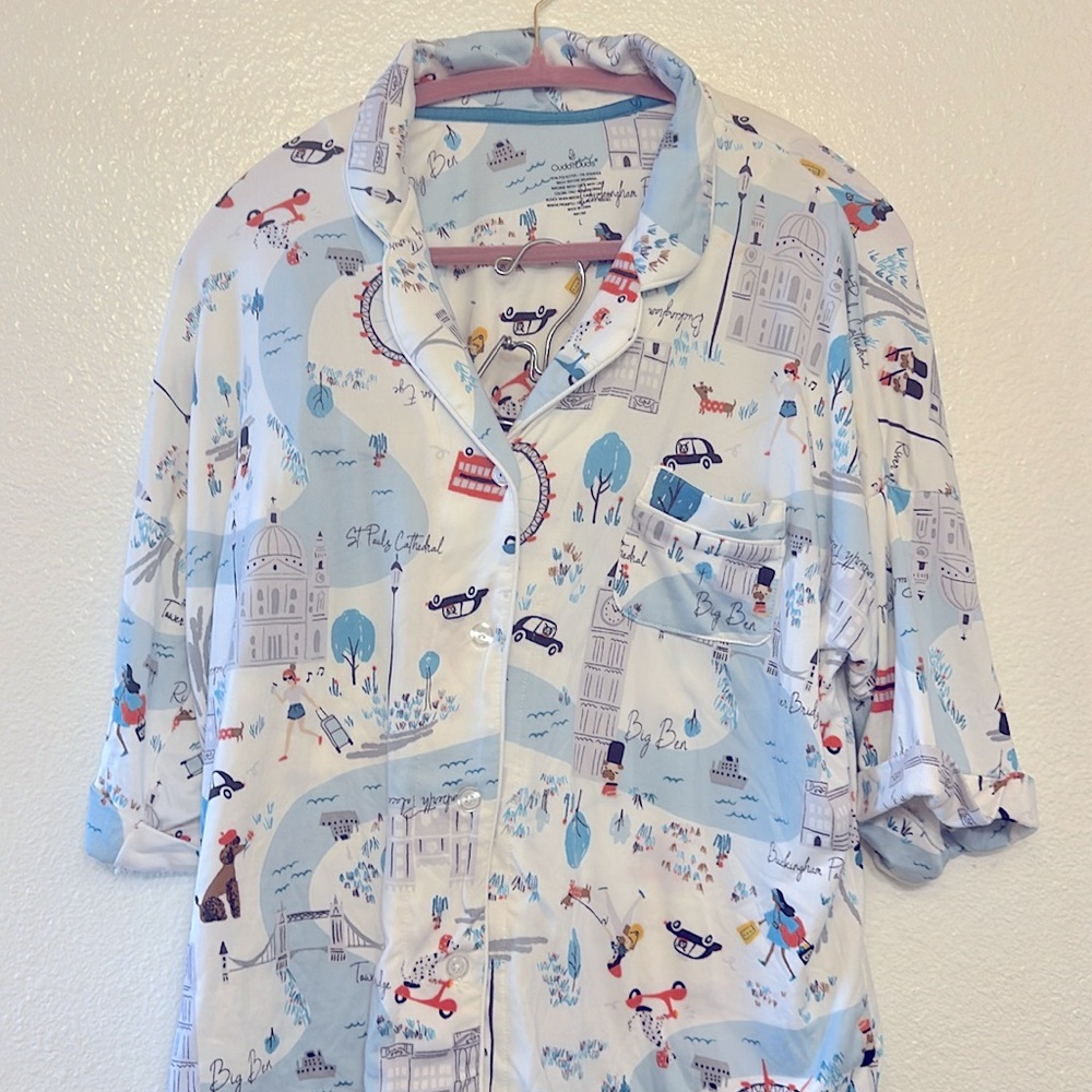 Cuddl Duds Blue Paisley Pajama Set Large - Picture 3 of 6